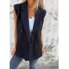imageIDEALSANXUN Womens Long Vest Spring Fall Sleeveless Blazer Suit Jackets Trench Coat TopsBlack
