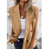 imageIDEALSANXUN Womens Long Vest Spring Fall Sleeveless Blazer Suit Jackets Trench Coat TopsCamel