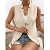 imageIDEALSANXUN Womens Suit Vest Spring Summer V Neck Sleeveless Blazer Jackets Waistcoat Cardigan Vest topsBeige