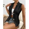 imageIDEALSANXUN Womens Suit Vest Spring Summer V Neck Sleeveless Blazer Jackets Waistcoat Cardigan Vest topsBlack