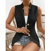 imageIDEALSANXUN Womens Suit Vest Spring Summer V Neck Sleeveless Blazer Jackets Waistcoat Cardigan Vest topsBlack