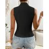imageIDEALSANXUN Womens Suit Vest Spring Summer V Neck Sleeveless Blazer Jackets Waistcoat Cardigan Vest topsBlack