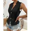 imageIDEALSANXUN Womens Suit Vest Spring Summer V Neck Sleeveless Blazer Jackets Waistcoat Cardigan Vest topsBlack
