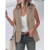 imageIDEALSANXUN Womens Vest Fashion Dressy Notch Lapel Sleeveless Blazer Suit Jackets Office Work ClothesDark Khaki