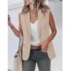 imageIDEALSANXUN Womens Vest Fashion Dressy Notch Lapel Sleeveless Blazer Suit Jackets Office Work ClothesKhaki