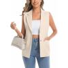 imageIDEALSANXUN Womens Vests Fashion Casual Dressy Sleeveless Blazer Suit Vest TopsBeige