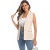 imageIDEALSANXUN Womens Vests Fashion Casual Dressy Sleeveless Blazer Suit Vest TopsBeige
