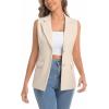 imageIDEALSANXUN Womens Vests Fashion Casual Dressy Sleeveless Blazer Suit Vest TopsBeige
