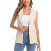 imageIDEALSANXUN Womens Vests Fashion Casual Dressy Sleeveless Blazer Suit Vest TopsBeige