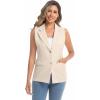 imageIDEALSANXUN Womens Vests Fashion Casual Dressy Sleeveless Blazer Suit Vest TopsBeige