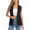 imageIDEALSANXUN Womens Vests Fashion Casual Dressy Sleeveless Blazer Suit Vest TopsBlack