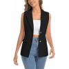 imageIDEALSANXUN Womens Vests Fashion Casual Dressy Sleeveless Blazer Suit Vest TopsBlack