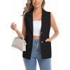 imageIDEALSANXUN Womens Vests Fashion Casual Dressy Sleeveless Blazer Suit Vest TopsBlack