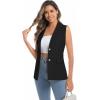 imageIDEALSANXUN Womens Vests Fashion Casual Dressy Sleeveless Blazer Suit Vest TopsBlack