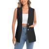 imageIDEALSANXUN Womens Vests Fashion Casual Sleeveless Blazer Dressy Vest TopsBlack
