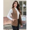 imageIDEALSANXUN Wool Long Vest for Women Sleeveless Blazer Fall Winter Jackets Trendy Open Front Cardigan Trench Coat OuterwearBrown