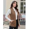 imageIDEALSANXUN Wool Long Vest for Women Sleeveless Blazer Fall Winter Jackets Trendy Open Front Cardigan Trench Coat OuterwearBrown