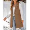 imageIDEALSANXUN Wool Long Vest for Women Sleeveless Blazer Jacket Fall Winter Trench Coat WaistcoatBrown