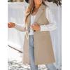 imageIDEALSANXUN Wool Long Vest for Women Sleeveless Blazer Jacket Fall Winter Trench Coat WaistcoatKhaki