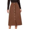 imageIDEALSANXUN Corduroy Skirt Women Fall Winter Elastic High Waisted Button A Line Vintage Cute Midi Skirts with SlitBrown