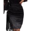 imageIDEALSANXUN Fringe Suede Skirt for Women High Waisted Tassel Short Mini SkirtBlack