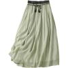 imageIDEALSANXUN Linen Skirts for Women Casual Lightweight 2024 Summer Vintage A Line Drawstring Elastic High Waist Midi SkirtsGreen