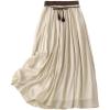 imageIDEALSANXUN Linen Skirts for Women Casual Lightweight 2024 Summer Vintage A Line Drawstring Elastic High Waist Midi SkirtsKhaki