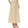 imageIDEALSANXUN Linen Skirts for Women Spring Summer A Line Drawstring Elastic High Waisted Casual Flowy Midi Skirt with SlitChampagne