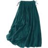 imageIDEALSANXUN Linen Skirts for Women Spring Summer A Line Elastic High Waisted Casual Drawstring Flowy Midi SkirtGreen