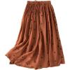 imageIDEALSANXUN Linen Skirts for Women Spring Summer A Line Flowy Casual Elastic High Waisted Polka Dot Midi SkirtOrange