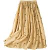 imageIDEALSANXUN Linen Skirts for Women Spring Summer A Line Flowy Casual Elastic High Waisted Polka Dot Midi SkirtYellow