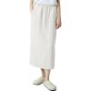 imageIDEALSANXUN Linen Skirts for Women Spring Summer Casual Trendy Elastic High Waisted Cotton Midi Skirt with PocketsWhite