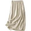 imageIDEALSANXUN Linen Skirts for Women Spring Summer Outfits A Line Elastic High Waisted Casual Lightweight Flowy Midi SkirtBeige