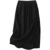 imageIDEALSANXUN Linen Skirts for Women Spring Summer Outfits A Line Elastic High Waisted Casual Lightweight Flowy Midi SkirtBlack