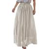 imageIDEALSANXUN Linen Skirts for Women Spring Summer Outfits A Line Elastic High Waisted Casual Lightweight Flowy Midi SkirtWhite