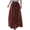 imageIDEALSANXUN Linen Skirts for Women Spring Summer Outfits A Line Elastic High Waisted Casual Lightweight Flowy Midi SkirtWine