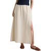 imageIDEALSANXUN Linen Skirts for Women Summer A Line Elastic High Waisted Long Maxi Skirt with SlitBeige