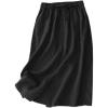 imageIDEALSANXUN Linen Skirts for Women Summer A Line Flowy Casual Drawstring High Waist Button Down Midi Skirts with SlitBlack