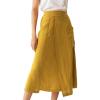 imageIDEALSANXUN Linen Skirts for Women Summer Casual Cotton A Line Elastic High Waisted Midi Skirts with PocketsYellow