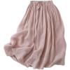 imageIDEALSANXUN Linen Skirts for Women Summer Casual Elastic High Waisted Flowy A Line Midi Skirt with LiningPink