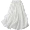 imageIDEALSANXUN Linen Skirts for Women Summer Casual Elastic High Waisted Flowy A Line Midi Skirt with LiningWhite