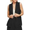 imageIDEALSANXUN Linen Vest Women Spring Summer Sleeveless Blazer Jackets Casual Lightweight Cardigan Vest Top WaistcoatBlack