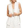 imageIDEALSANXUN Linen Vest Women Spring Summer Sleeveless Blazer Jackets Casual Lightweight Cardigan Vest Top WaistcoatWhite