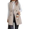 imageIDEALSANXUN Long Vest for Women Sleeveless Tweed Blazer Fall Jackets Cardigan OuterwearBeige