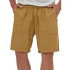 imageIDEALSANXUN Mens Linen Shorts 7 Inch Summer Casual Elastic Waist Drawstring Beach PantsYellow