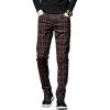 imageIDEALSANXUN Mens Plaid Dress Pants Chino Stright Leg Slim Fit Skinny PantsWine