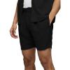imageIDEALSANXUN Mens Pleated Front Linen Shorts Summer Casual Slim Fit Dress ShortsBlack