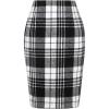 imageIDEALSANXUN Midi Plaid Skirts for Women Fall Winter Knee Length Pencil Wool Skirt with SlitBlack