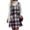 imageIDEALSANXUN Plaid Overall Dress for Women Fall Winter Sleeveless Plaid Dresses with PocketsBrown