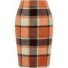 imageIDEALSANXUN Plaid Skirts for Women 2024 Fall Winter Knee Length Pencil Midi Wool Skirt with Slit Orange New M